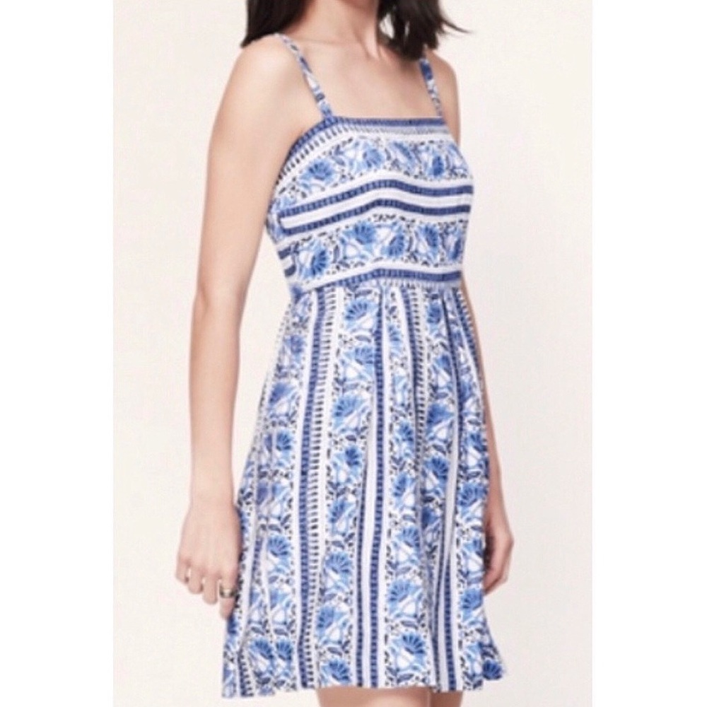 LOFT Dress Floral Striped Fit & Flare